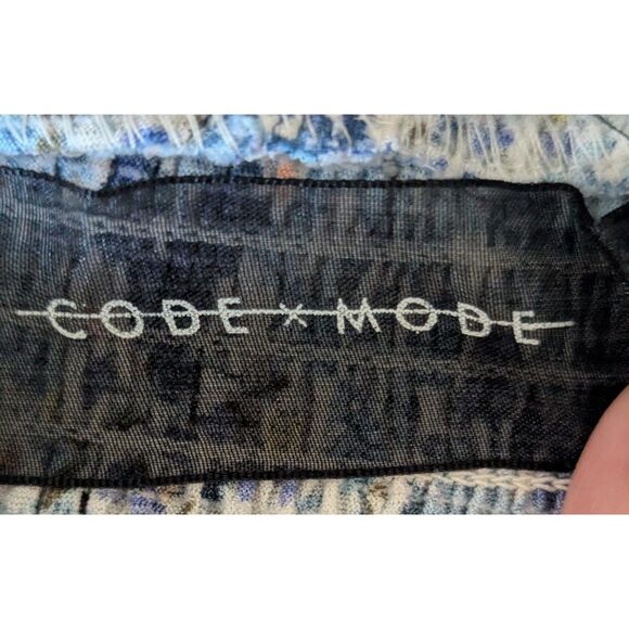 Code X Mode Blue Floral Ruffle Sleeve Smocked Bodice Midi Dress Size L - Picture 3 of 7